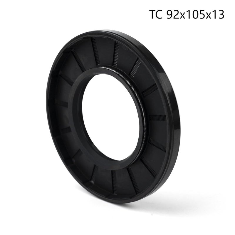 Xike 1PC Oil Seal, Lip Seal, TC 92mm x 105mm x13mm, Nitrile Rubber Double Lip Spring-Loaded Oil Shaft Seal, Designed for Bearing Shaft, Black - Image 2